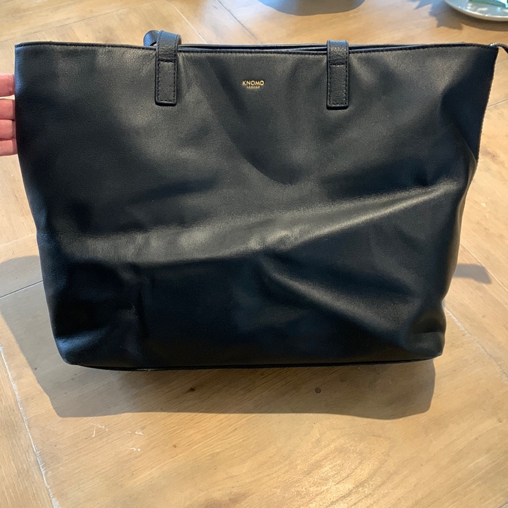 Knomo black leather briefcase/laptop bag